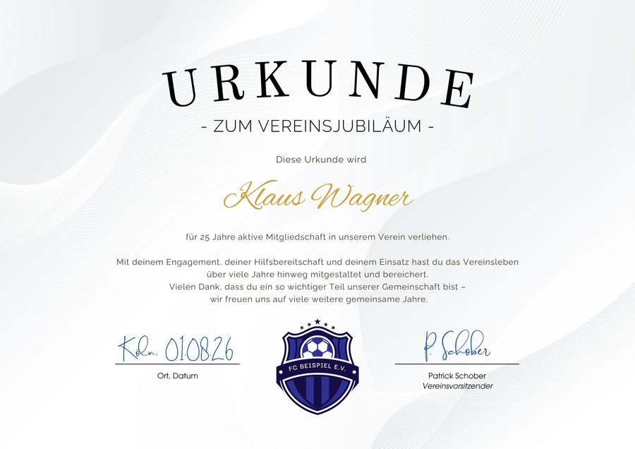 So könnte Ihre Urkunde aussehen