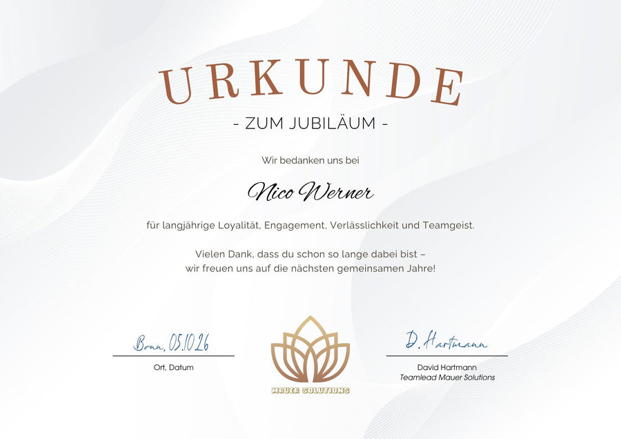 So könnte Ihre Urkunde aussehen