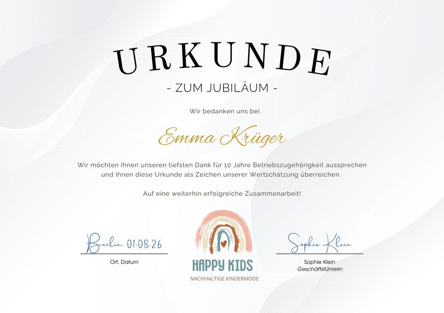 So könnte Ihre Urkunde aussehen