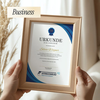 Urkunde zum Mitarbeiterjubiläum – Business Canva Vorlage für Unternehmen