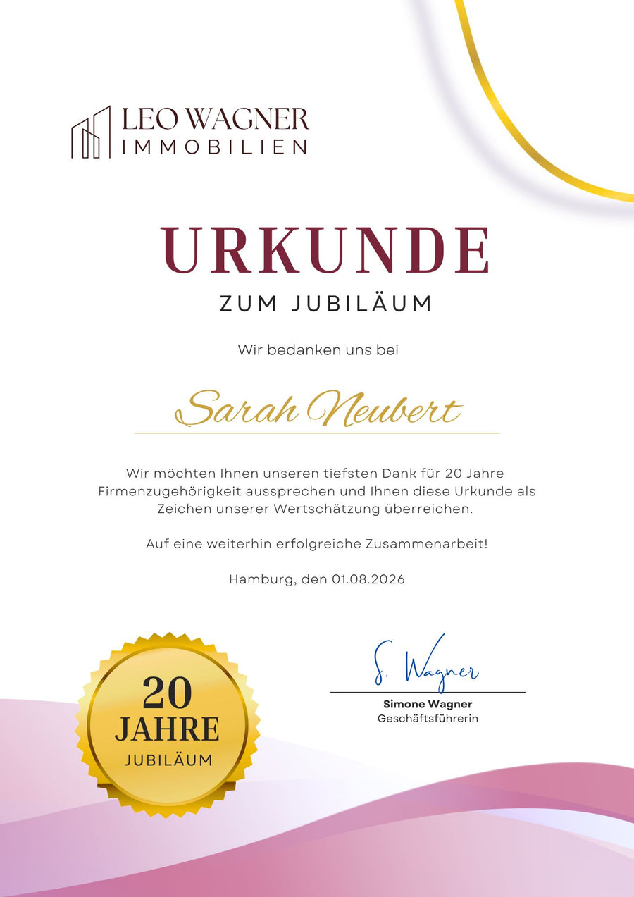 So könnte Ihre Urkunde bearbeitet aussehen.