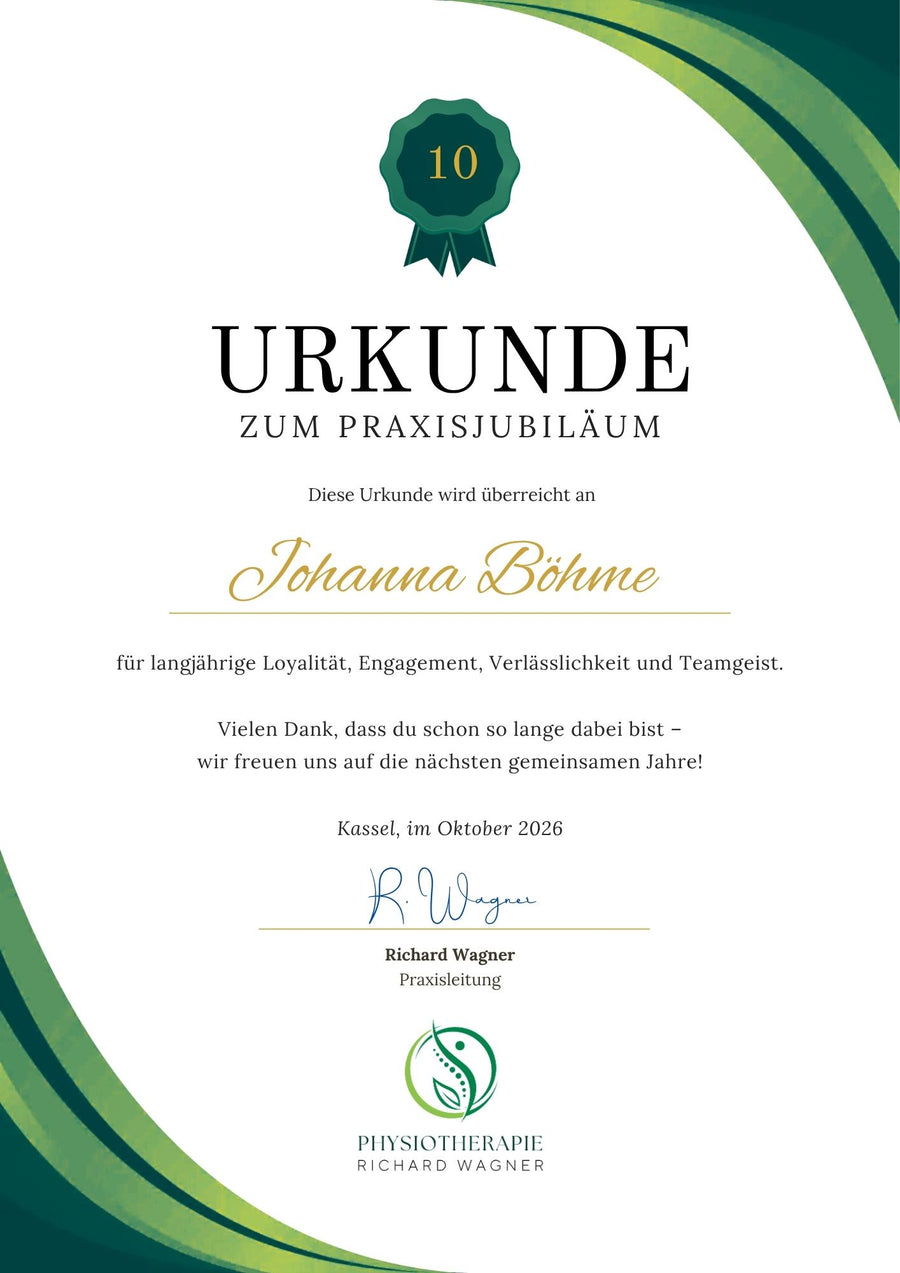 So könnte Ihre Urkunde bearbeitet aussehen.