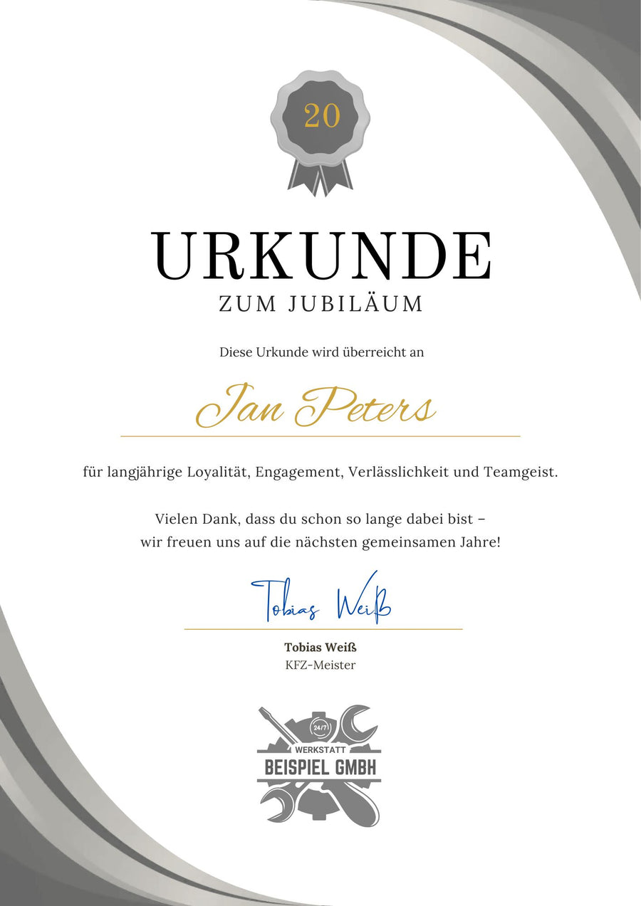 So könnte Ihre Urkunde aussehen