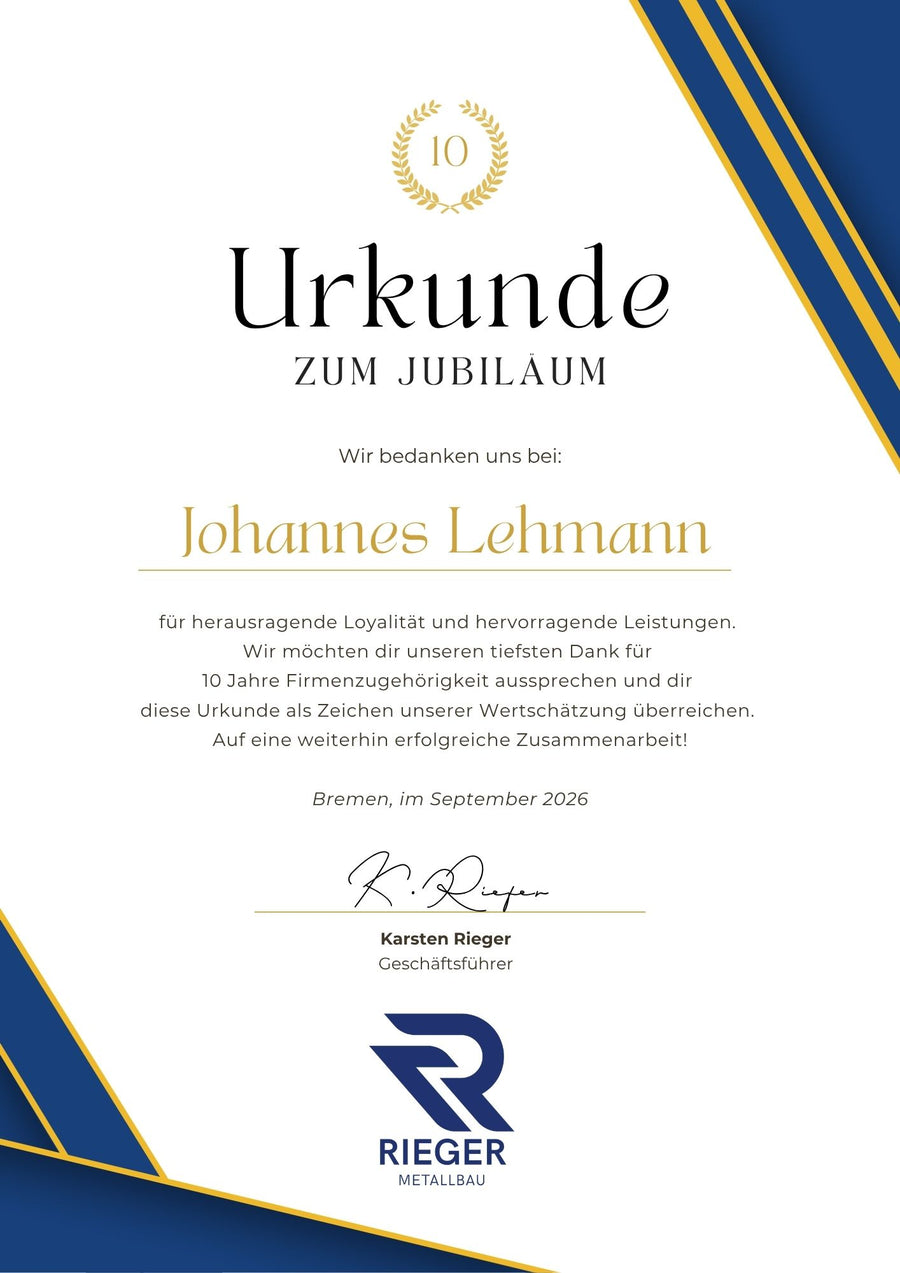 So könnte Ihre Urkunde aussehen