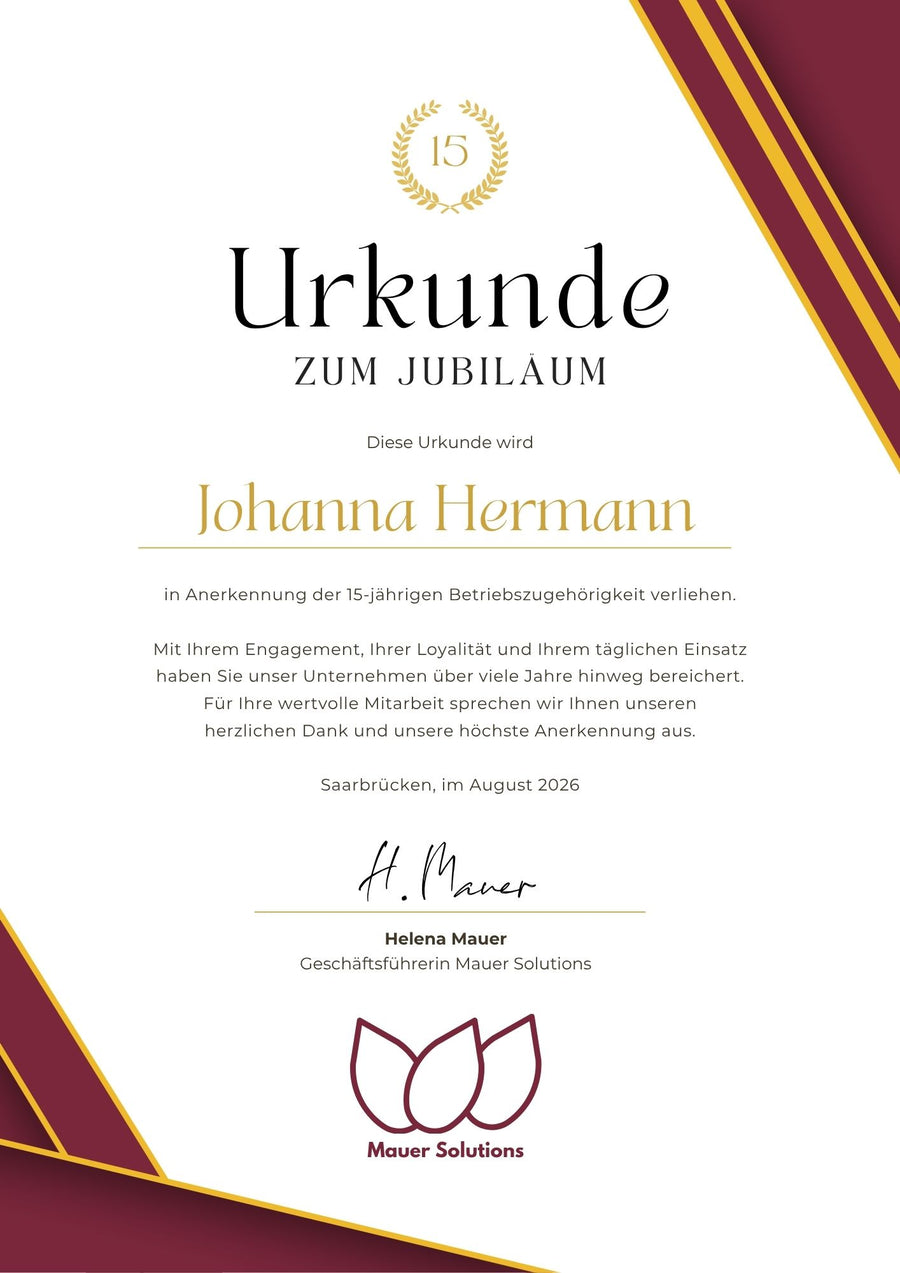 So könnte Ihre Urkunde aussehen