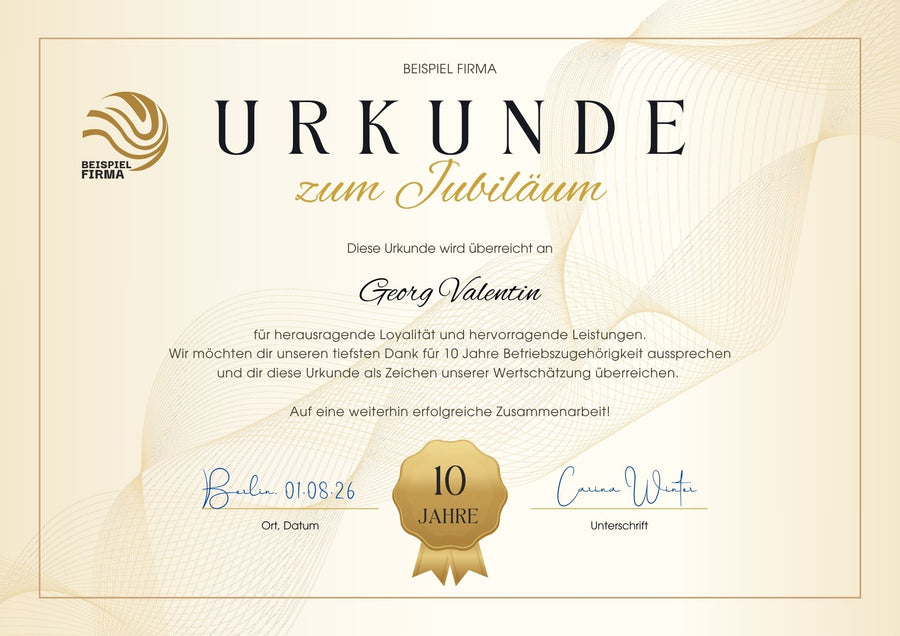 So könnte Ihre Urkunde aussehen