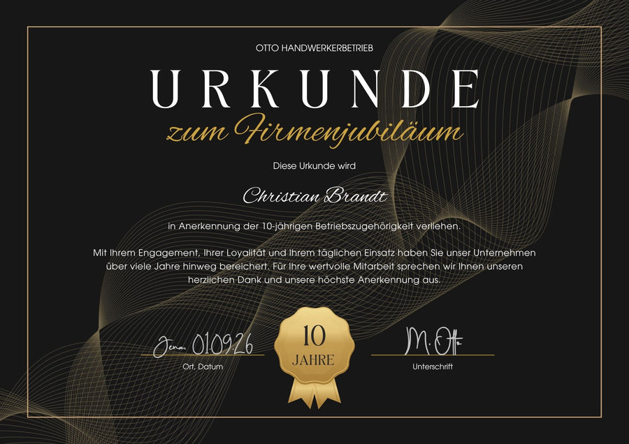 So könnten Ihre Urkunden bearbeitet aussehen.