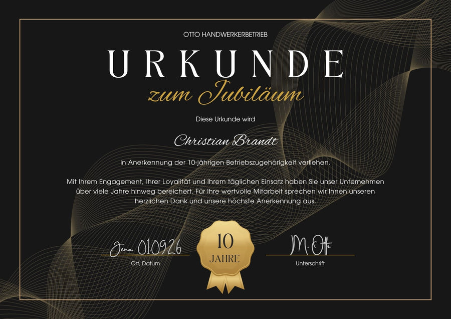 So könnte Ihre Urkunde aussehen
