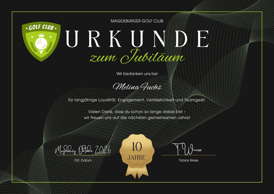 So könnte Ihre Urkunde aussehen