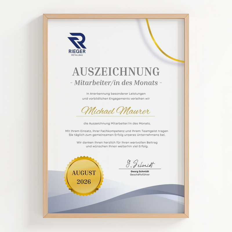 Mitarbeiter des Monats Urkunde | Premium Canva-Vorlage