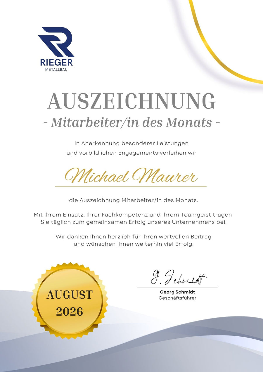So könnten Ihre Urkunden bearbeitet aussehen.