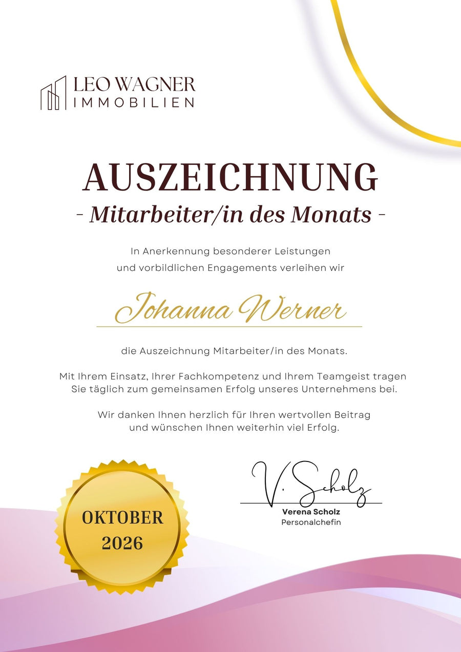 So könnten Ihre Urkunden bearbeitet aussehen.