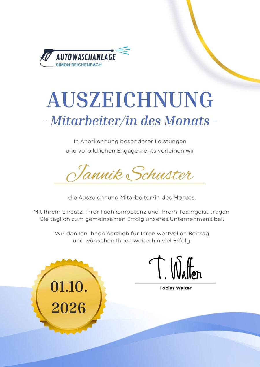 So könnten Ihre Urkunden bearbeitet aussehen.