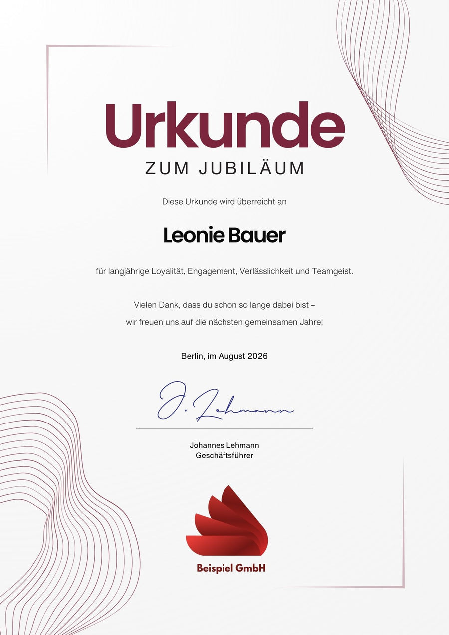 So könnte Ihre Urkunde aussehen