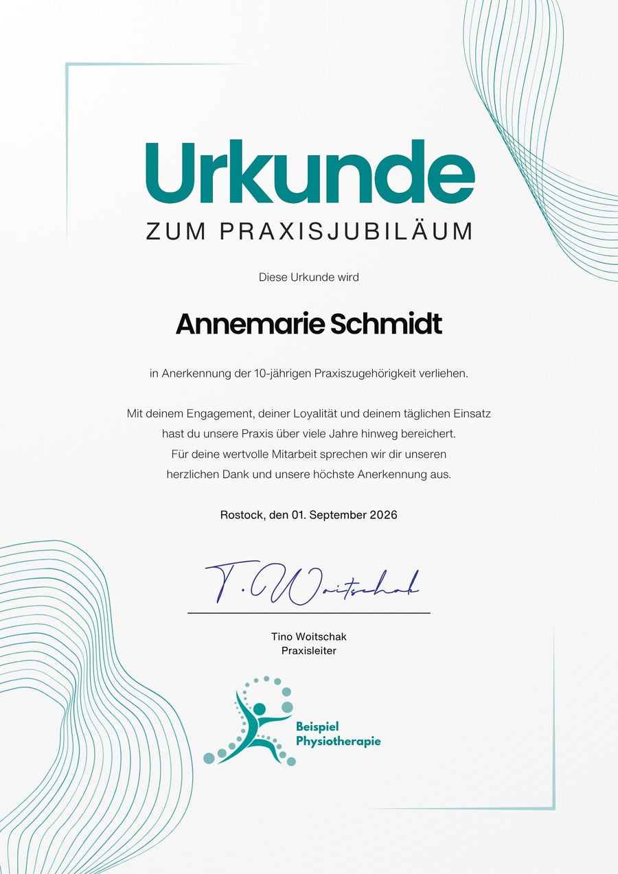 So könnte Ihre Urkunde bearbeitet aussehen.